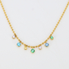 Collier pendentif en acier inoxydable avec zircon coloré