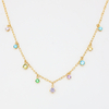 Collier pendentif en acier inoxydable avec zircon coloré