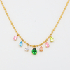Collier pendentif en acier inoxydable avec zircon coloré