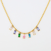Collier pendentif en acier inoxydable avec zircon coloré